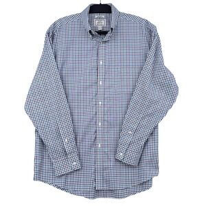 Jos. A. Bank 1905 Tailored Fit Mens 17.5-35 Cotton Blue Purple Check Shirt